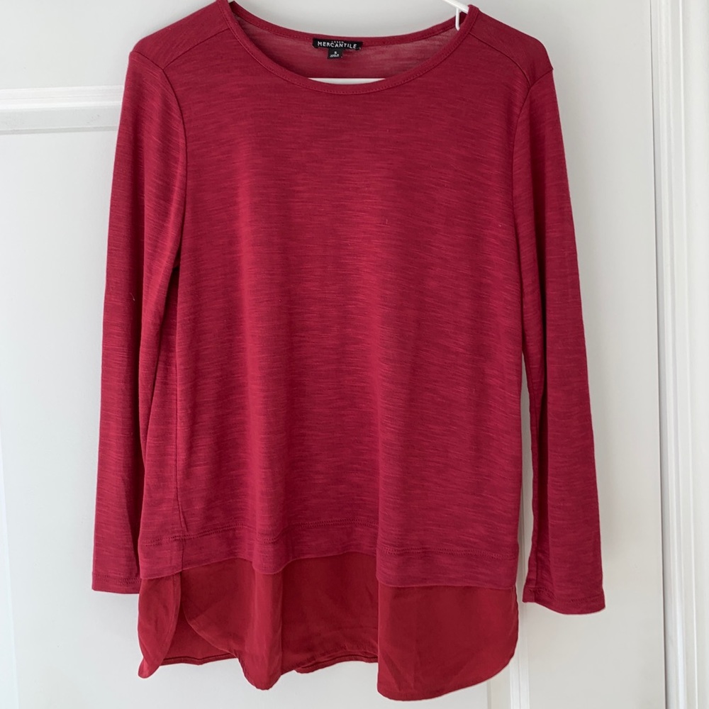 J Crew Mercantile Knit Top with Shirttail Hem